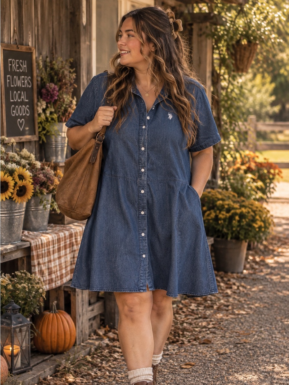 15.) U.S. POLO Assn. / Denim Button-Front Shirt Dress